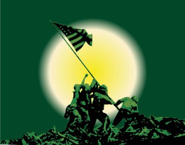 American soldiers are raising the flag