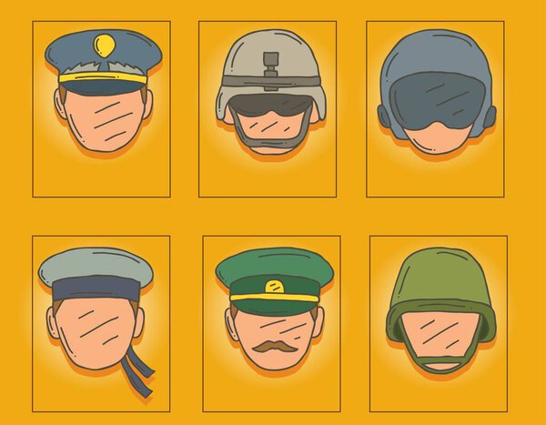 Icon set of military professionsArmed Forces 