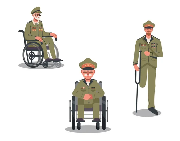 Отключить Военного Инвалидном Кресле — стоковый вектор