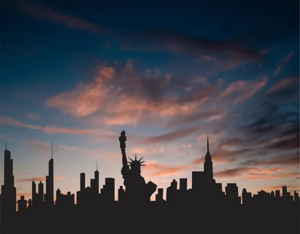 Silhouette Der Skyline Von New York City — Stockvektor