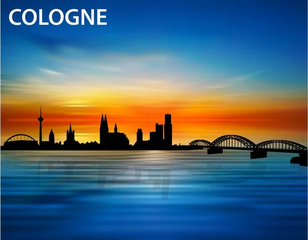 Die Silhouette Der Stadt Köln Sonnenuntergang — Stockvektor