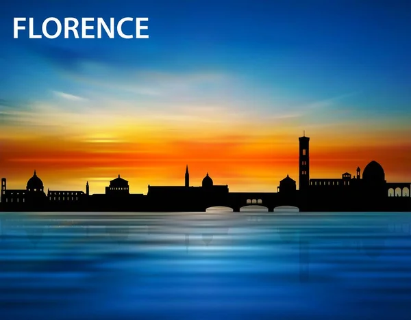 Silhouette Ville Florence Coucher Soleil — Image vectorielle