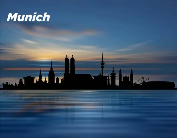Die Silhouette Der Stadt München Sonnenuntergang — Stockvektor