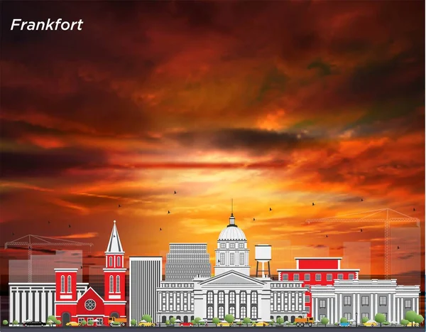 Frankfort Kentucky États Unis Horizon Ville Avec Des Bâtiments Gris — Image vectorielle