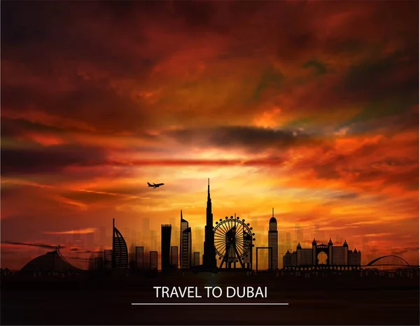 Силуэт Городского Пейзажа Дубая — стоковый вектор