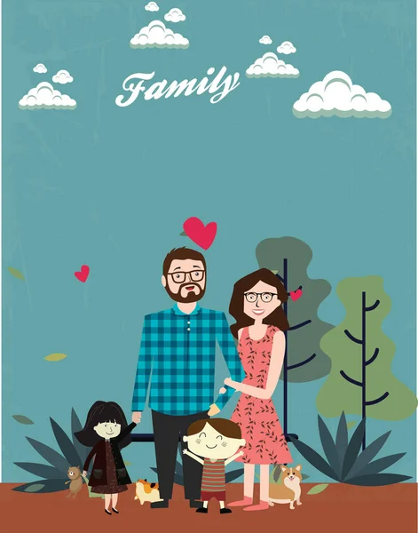 Dessin Animé Famille Heureuse Design Coloré — Image vectorielle