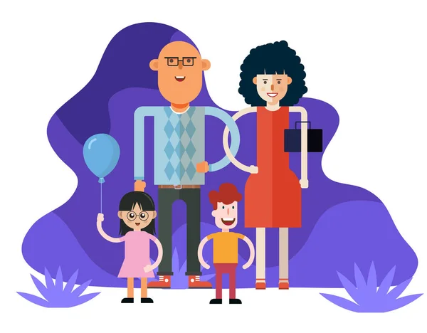 Parents Heureux Avec Leurs Enfants Icône Vecteur — Image vectorielle