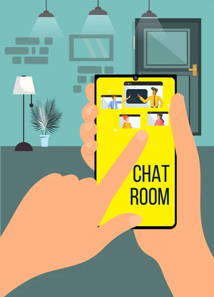 Videollamada Chat Móvil Concept People Talk — Vector de stock