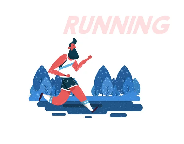 Hombre Corriendo Personaje Dibujos Animados Trotar — Vector de stock