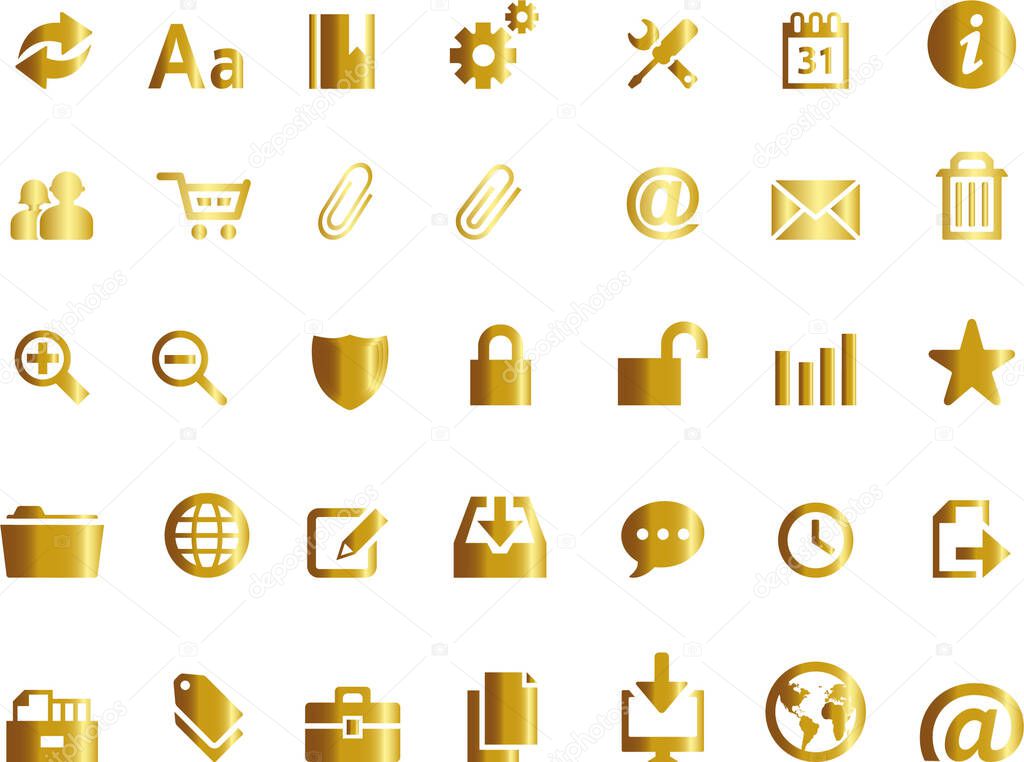 gold web icons reflections