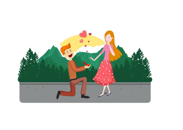 Erkek Kadın Ikonlara Evlenme Teklif Ediyor — Stok Vektör