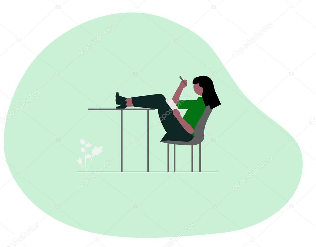 girl prepare exam flat design