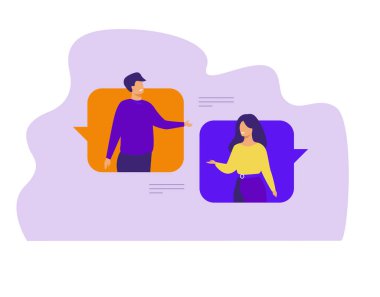 Düz dizayn karakterleri flört ederken sohbet ediyorlar