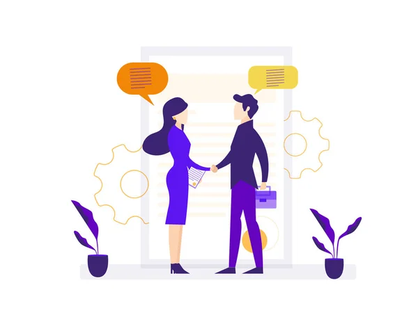 Employment agreement flat modern design illustration