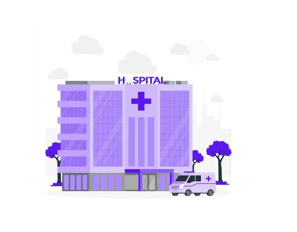 Hospital Building Ambulance Vector Illustration — Stockvektor
