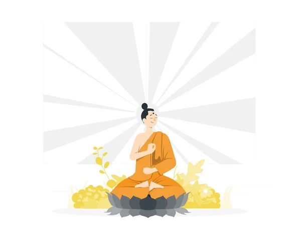 Buddha Purnima Wishes Greetings Buddha Lotus Illustration — ストックベクタ