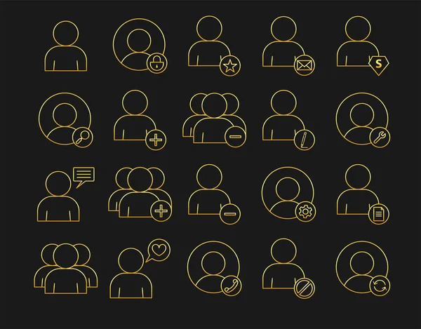 Set Gold User Icons — Vettoriale Stock