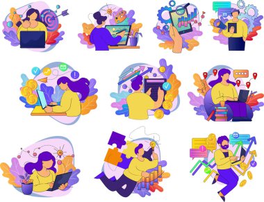 İş pazarlama illüstrasyonları