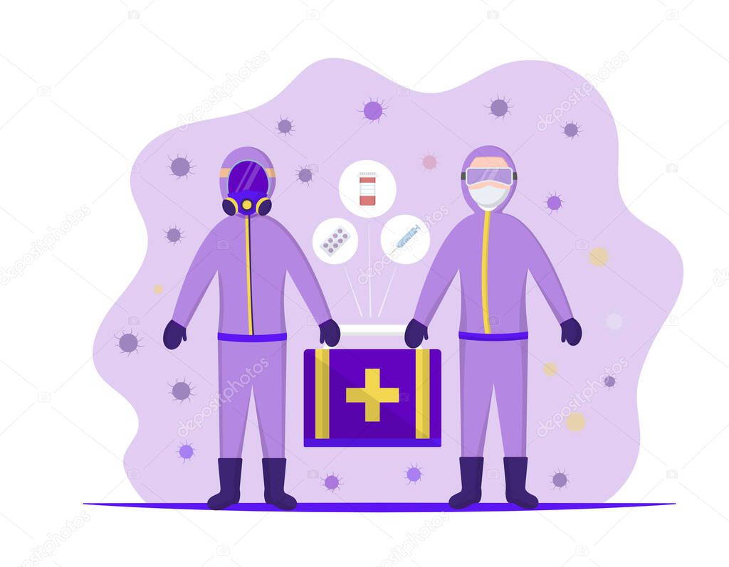 two doctors carrying medicine boxes