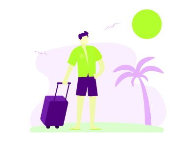 Seyahat çantası taşıyan bir turist.