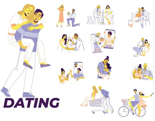 Set People Dating Illustration — Wektor stockowy