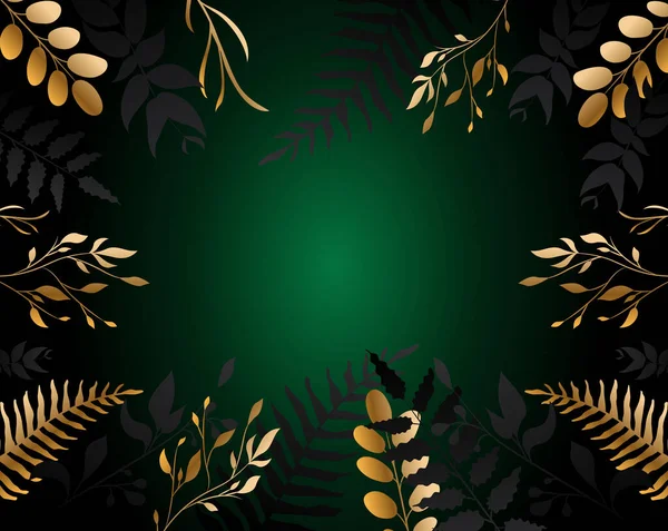 Золотой Цветок Зеленый Фон — стоковый вектор