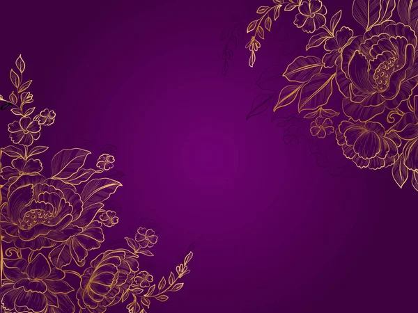 You Can Use Golden Hand Drawn Flower Purple Background Golden — Wektor stockowy
