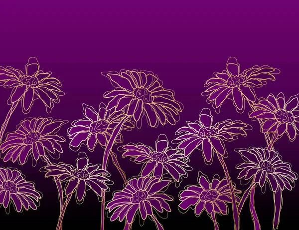 Hand Drawn Floral Purple — Wektor stockowy