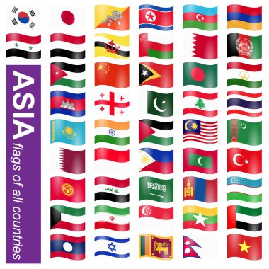 Asia country flag icons vector illustration