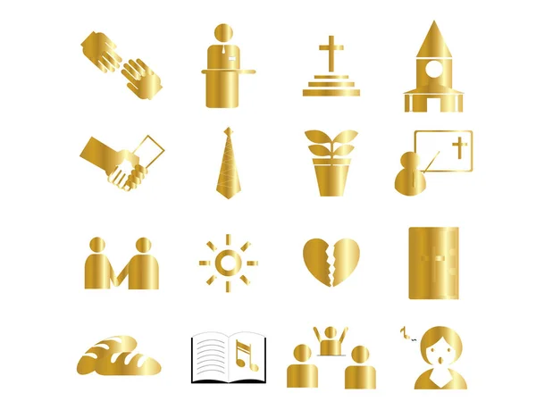 Set Religious Signs Icons Religion Faith Vector — Vector de stock