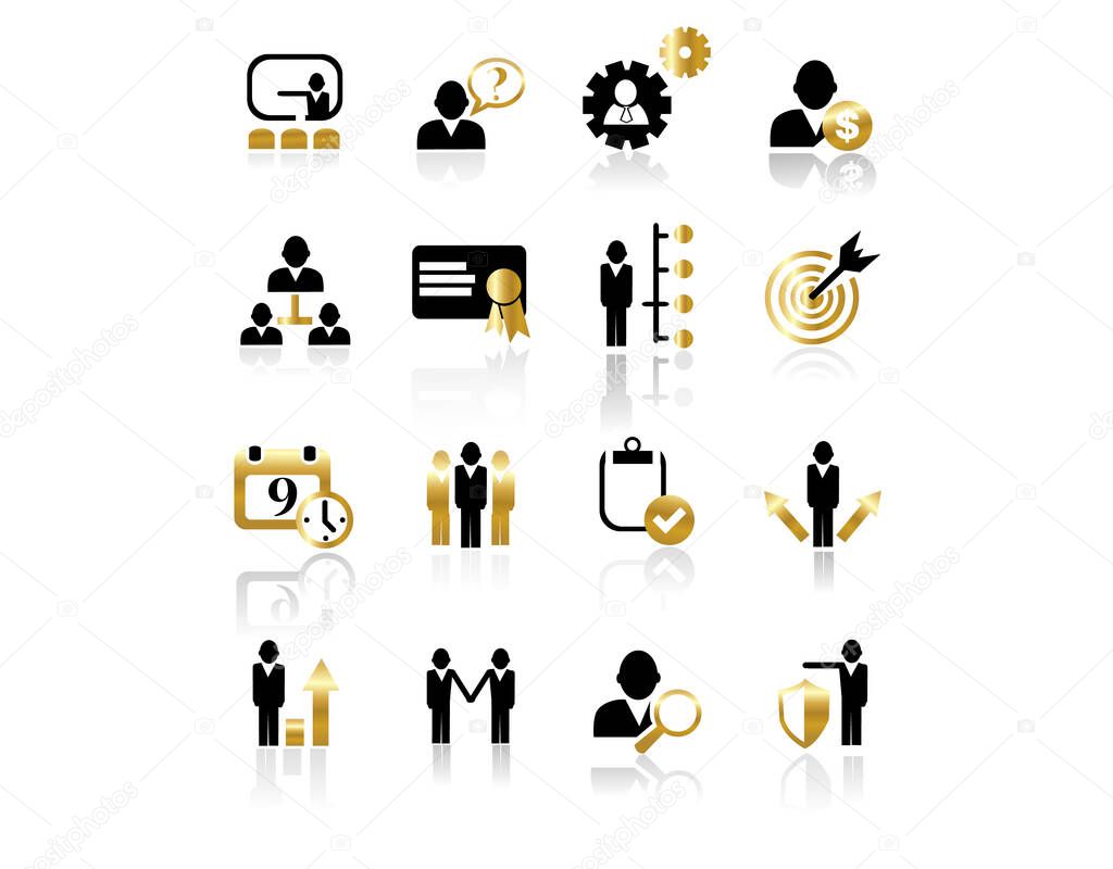 Gold business and management icons