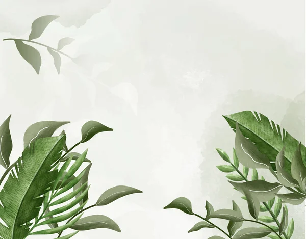 Hand Painted Watercolor Plants Background — Stockvektor
