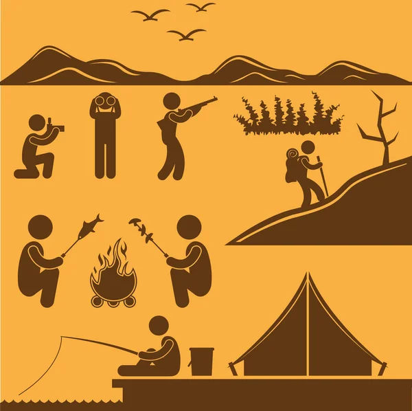 Camping Matchstick Men Vector — Image vectorielle