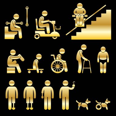 Gold disabled matchstick men
