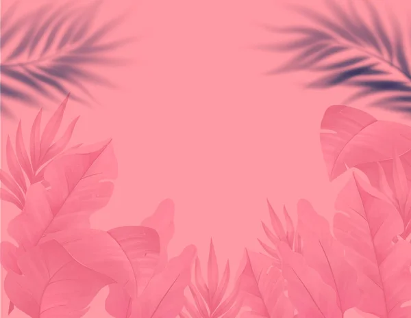 Pink Top Tropical Background Palm Leaves — Vettoriale Stock