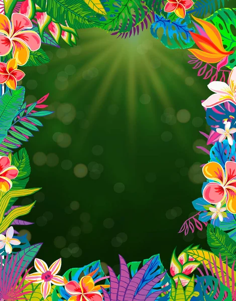 Tropical Exotic Flowers Design Banner Flyer Brochure Fabric Print — 스톡 벡터