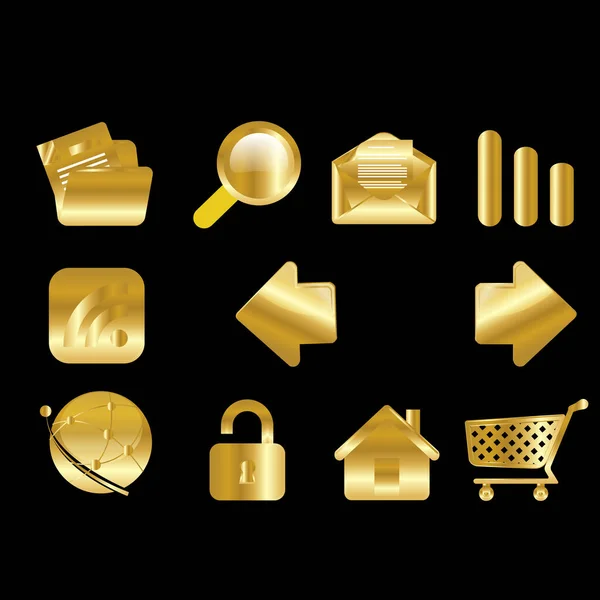 Set Gold Internet Website Icons — Vector de stock