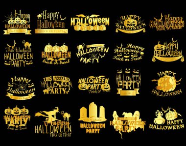 Gold Halloween horror eerie banners