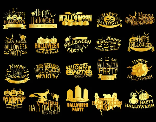 Gold Halloween Horror Eerie Banners — Stockvektor