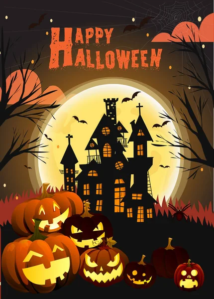 Halloween Party Flyer Design Pumpkins — 스톡 벡터