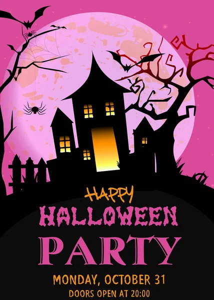 Halloween Party Flyer Horror Castle — Stockvektor