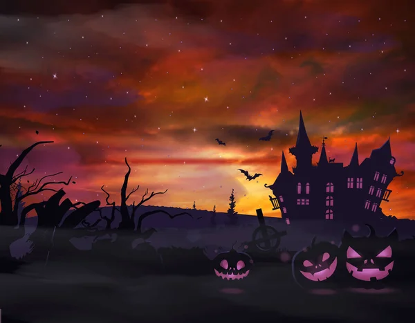 Halloween Concept Glowing Pumpkins — 스톡 벡터