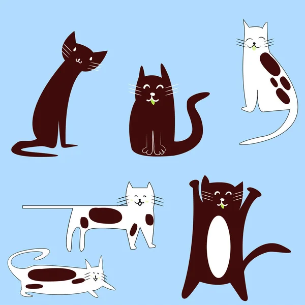 Muchos Gatos Diferente Crianza Dibujos Animados — Archivo Imágenes Vectoriales