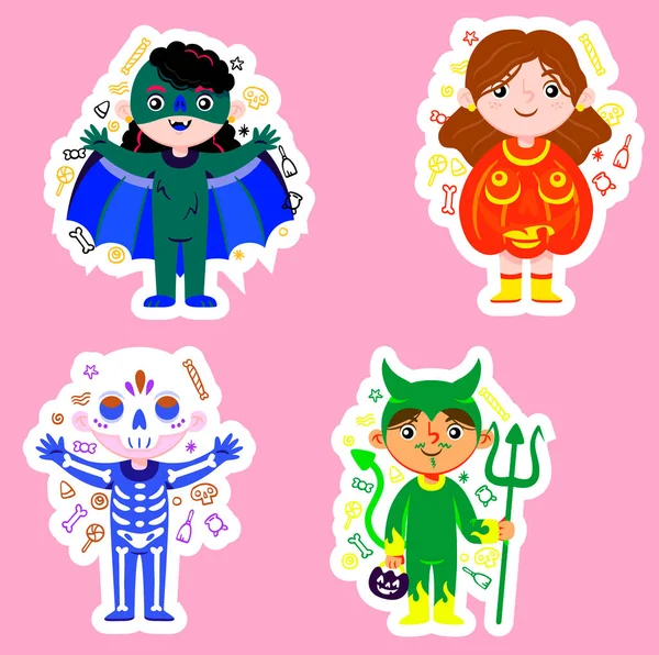 Mano Dibujado Pegatina Halloween Niños — Archivo Imágenes Vectoriales