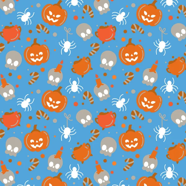 Niedlicher Halloween Kürbis Mit Totenkopf Und Spinnennetz — Stockvektor