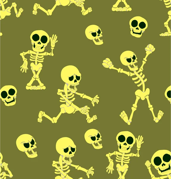 Patrón Halloween Con Calaveras Esqueleto Divertido Boceto — Archivo Imágenes Vectoriales