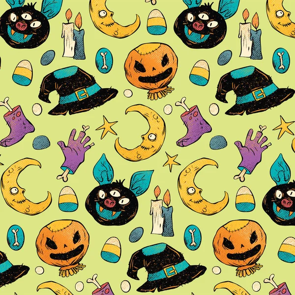 Halloween Vintage Wzór Projekt — Wektor stockowy