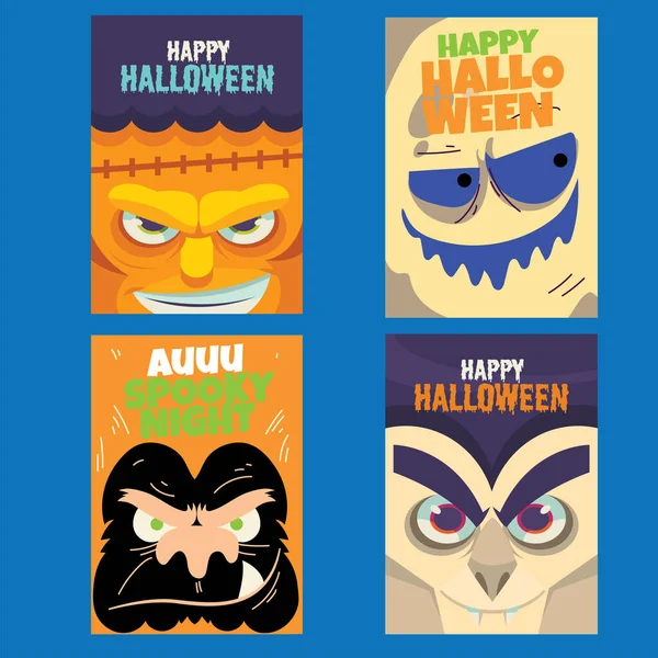 Carte Halloween Avec Des Yeux Monstre — Image vectorielle