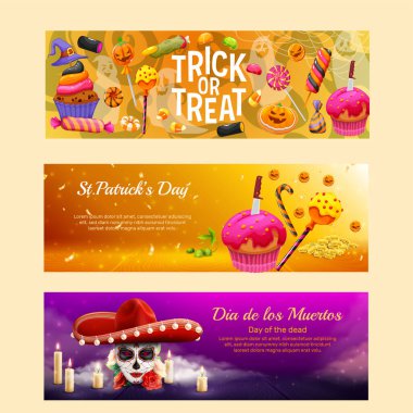 üç renkli yatay pankart