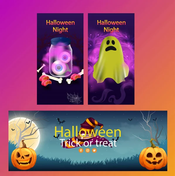 Halloween Sale Banner Illustration Mit Mond — Stockvektor